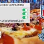 Cogans Game Day Notifications Pizza, Beer, Football