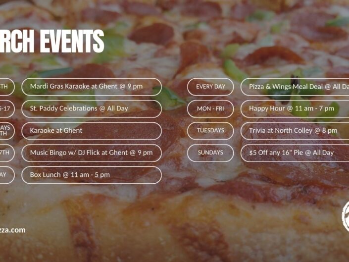 March Events at Cogans Pizza in Ghent & North Colley