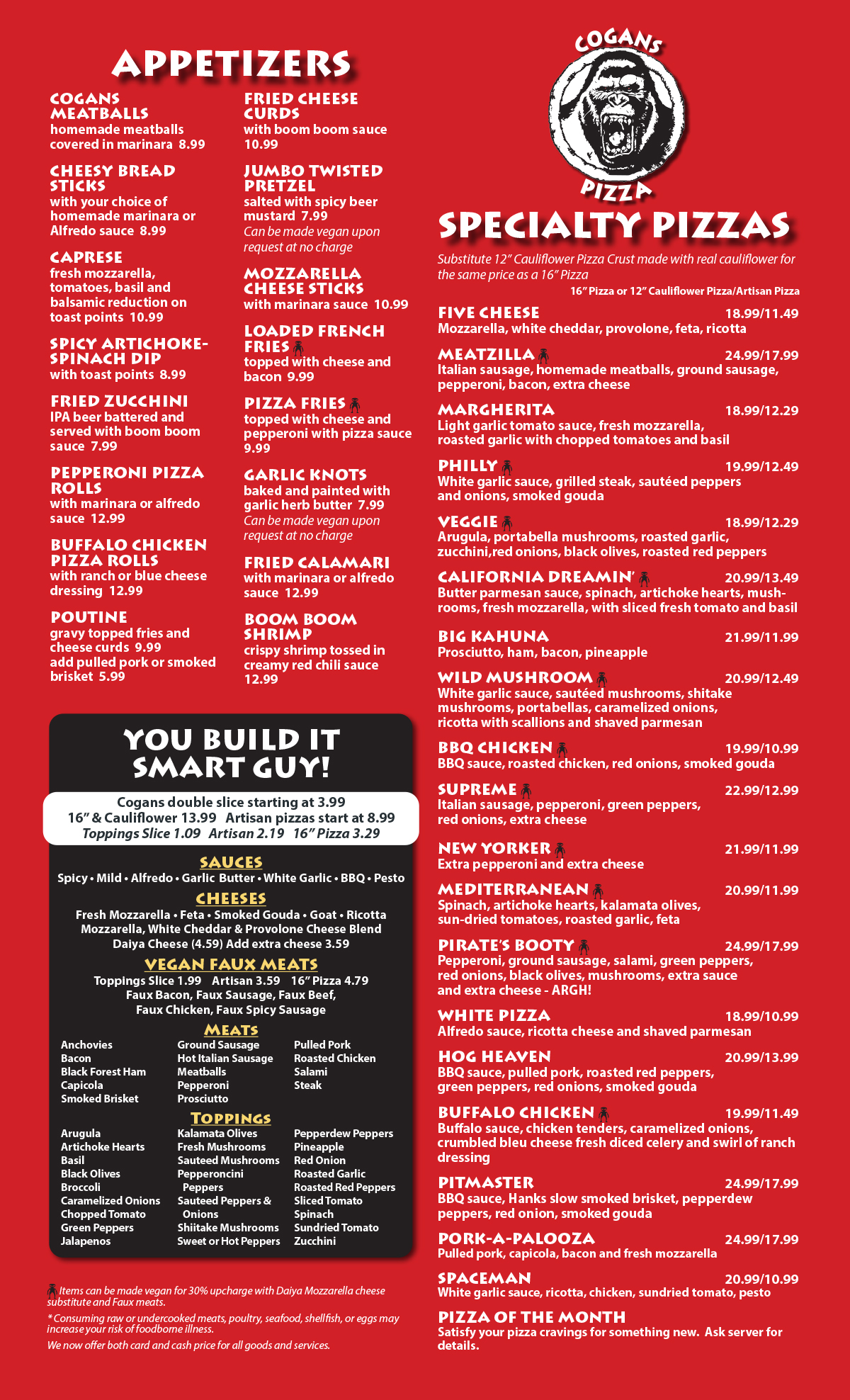 Cogans Pizza Ghent Food Menu 2025-06